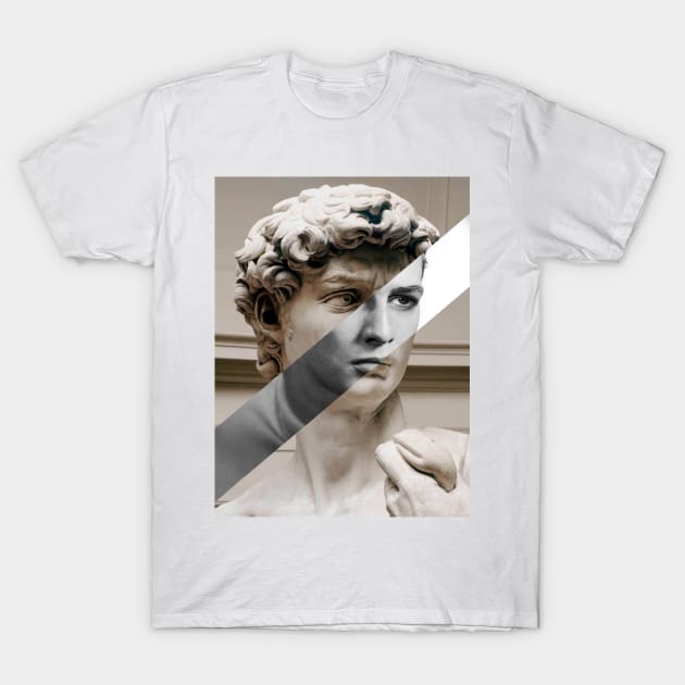 David of Michelangelo and Marlon Brando T-Shirt by luigi-tarini